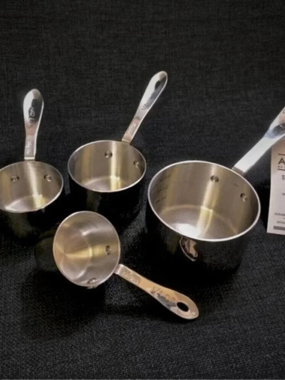 ALL CLAD Heavy Gauge Stainless Steel Measuring Cups w/ 4 Riveted Handles